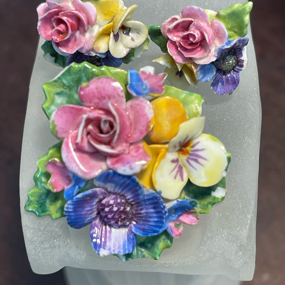 Crown Floral Porcelain Jewelry Set